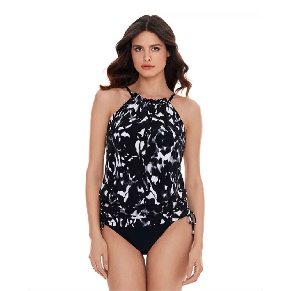 Magicsuit by Miraclesuit Dream State Babs Beaded Tankini Top Black Multi 12 - Picture 1 of 4